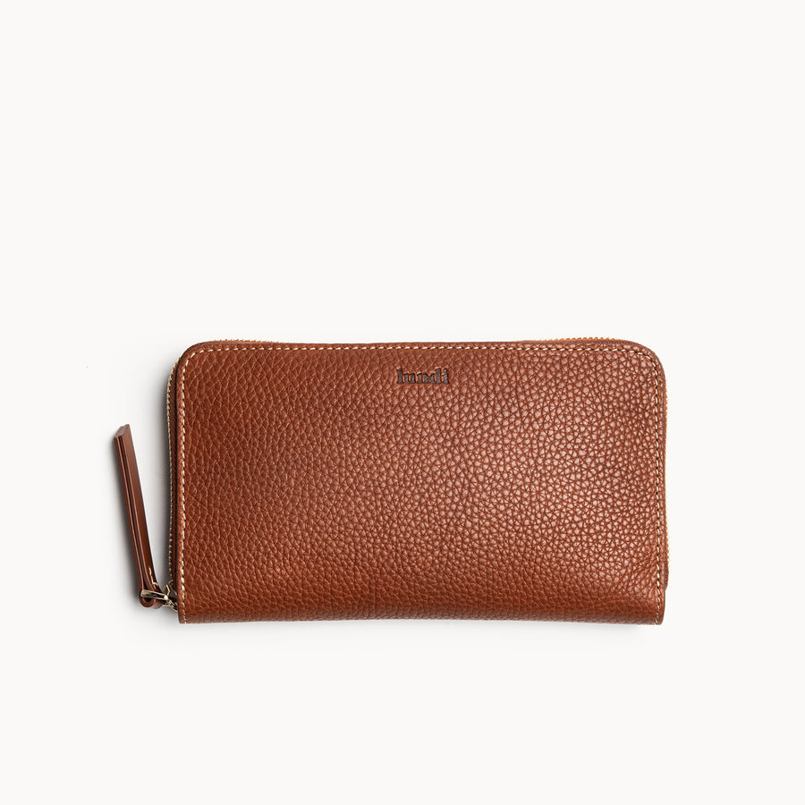Compagnon femme en cuir grainé cognac