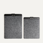 Laptop sleeves in two sizes, felt and leather design for Mac computers