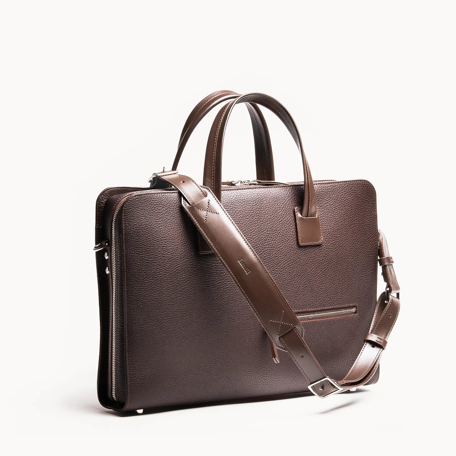 Porte-documents cuir grainé ~CAMERON - MARRON