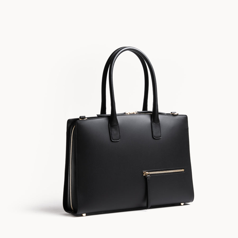 Porte documents en cuir lisse ~ MILIA - NOIR