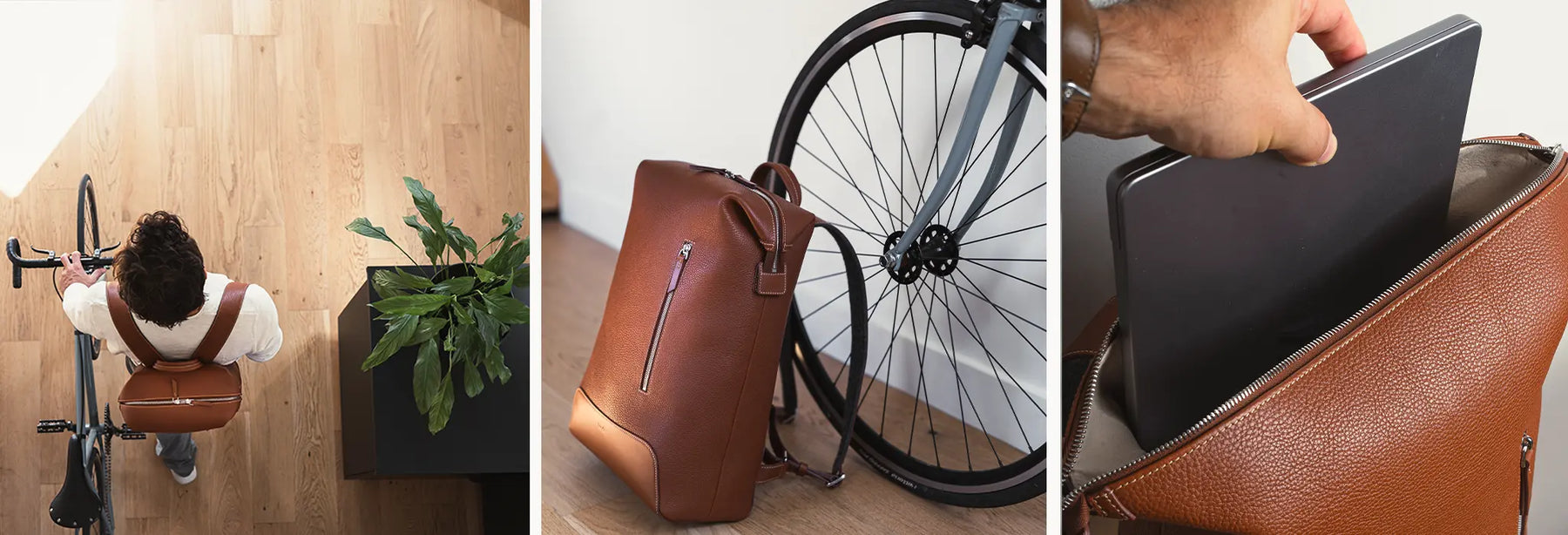 Sac à dos en cuir ~ ROMEO COGNAC