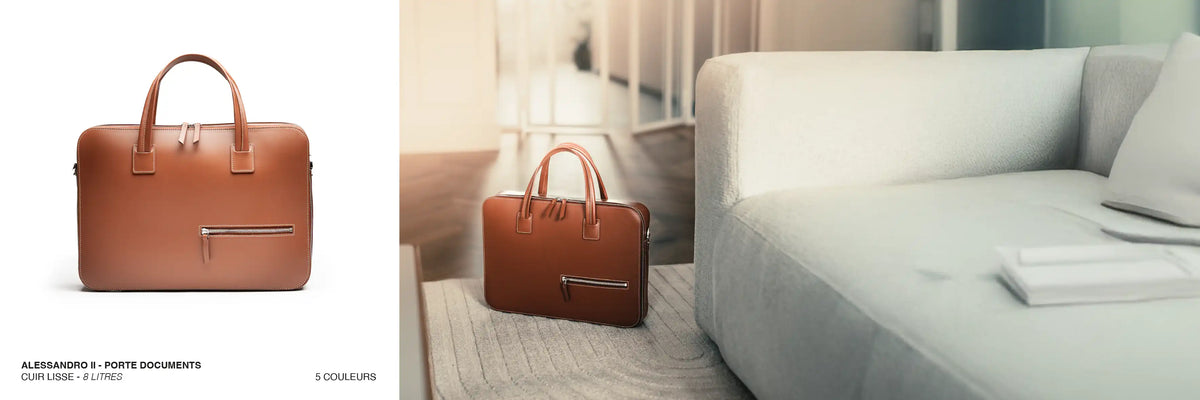 porte documents en cuir lisse de la marque lundi